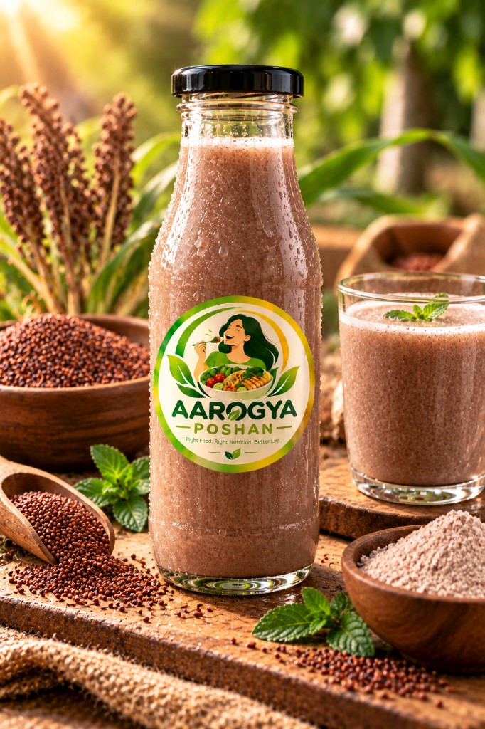 Bottle of Aarogya Poshan Raagi Java with finger millet